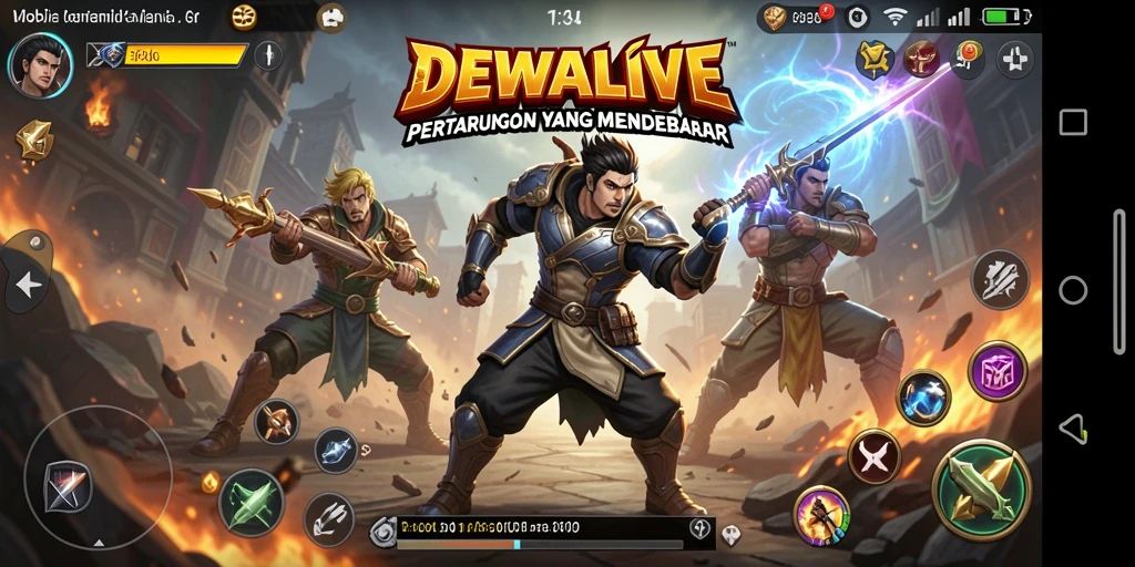 Tampilan aksi pertarungan intens dalam DEWALIVE saat karakter bertarung.