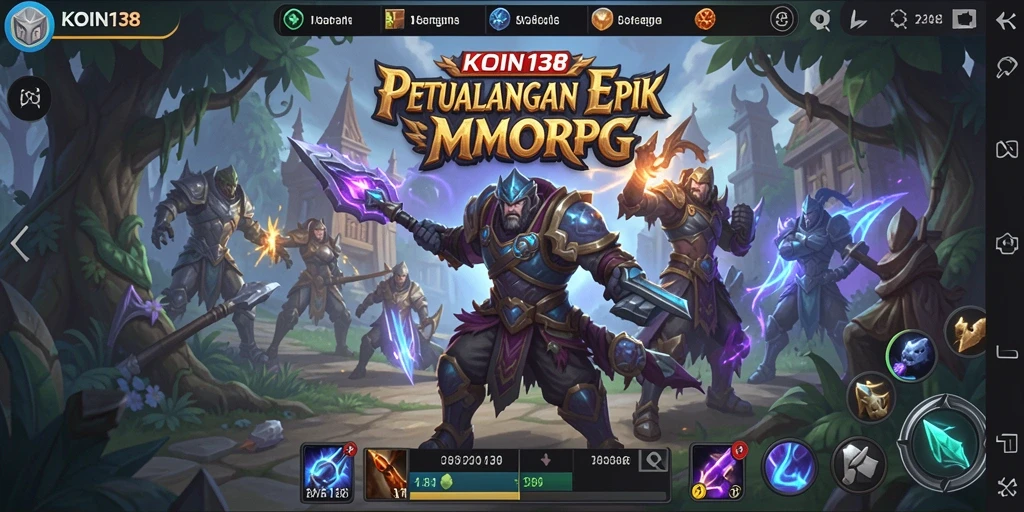 Screenshot utama KOIN138 menunjukkan aksi pertarungan seru di dunia MMORPG.