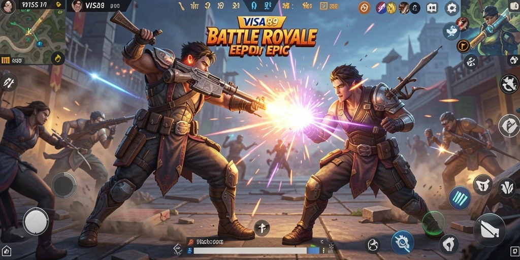 Gameplay intens dari pertarungan Battle Royale yang mendebarkan.